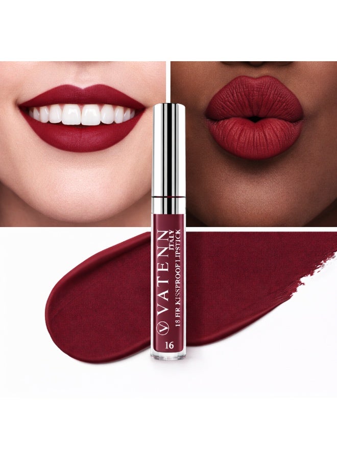 VATENN ITALY 18 Hr Kissproof Lipstick 16 Matte liquid lipstick, Lead-Free ,No Dry Feel, Weightless Feel, Vinyl Ink Kissproof /Lip Lingerie Transfer-Proof, All Day Wear. - Image 3
